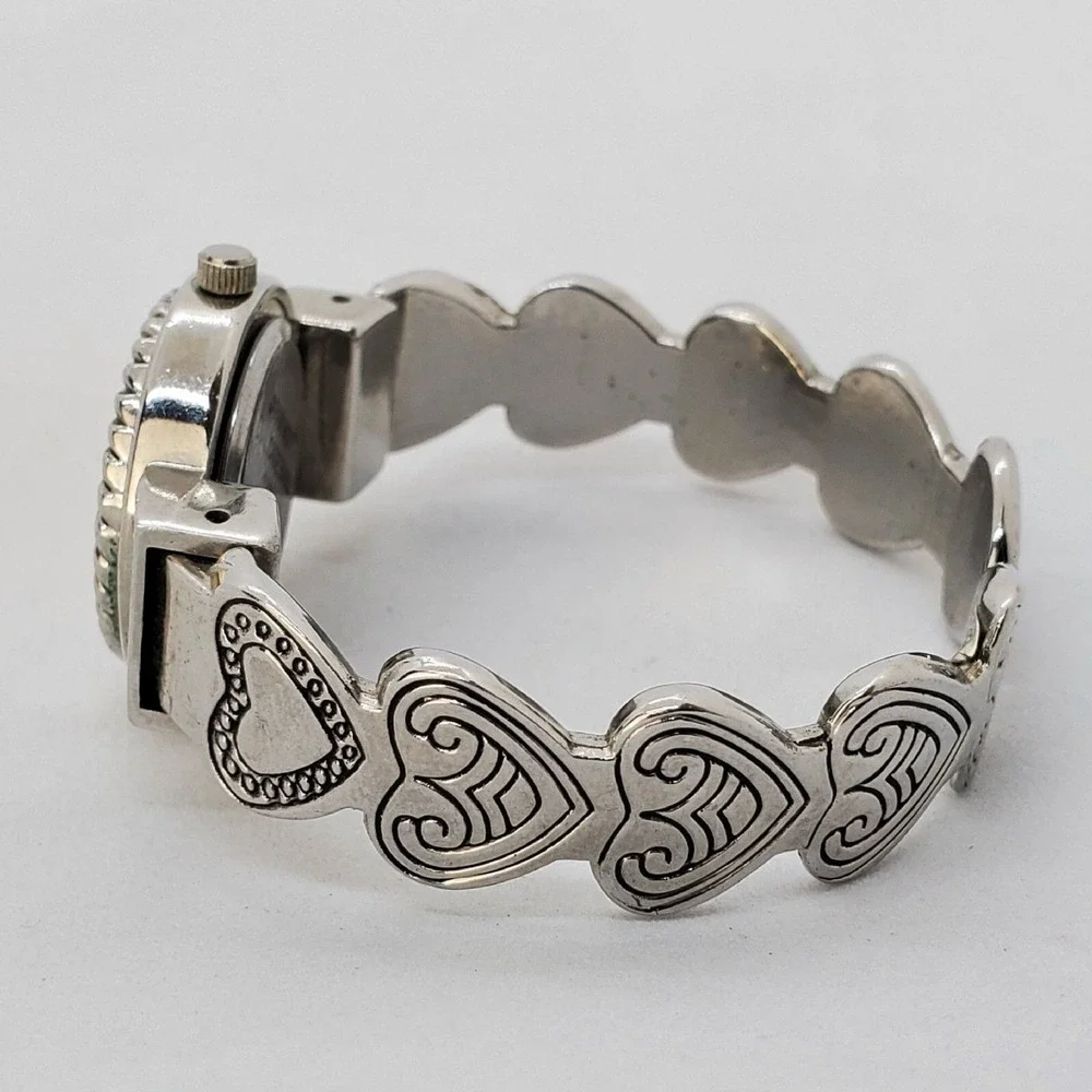 Women's Cuff Watch Hearts Band 26MM Gray‎ Tone 5.5